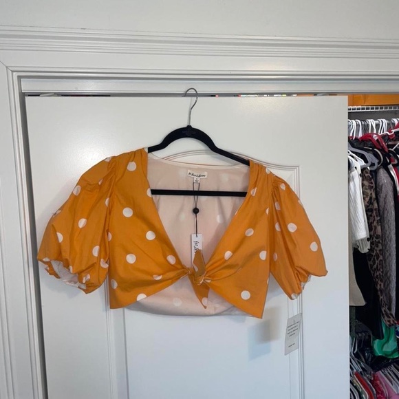 For Love and Lemons Auburn Dot Crop Top in Tangerine Small - Picture 4 of 4